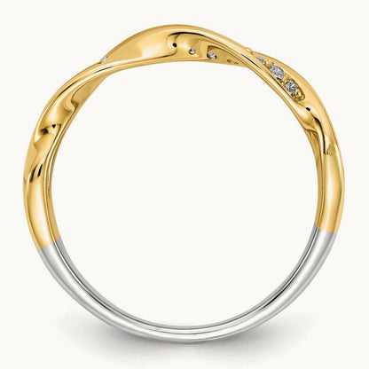 Tri-color Diamond Fancy Triple Twist Ring, 14K