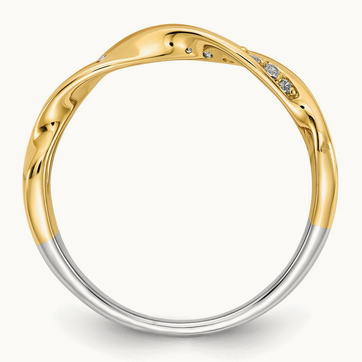 Tri-color Diamond Fancy Triple Twist Ring, 14K