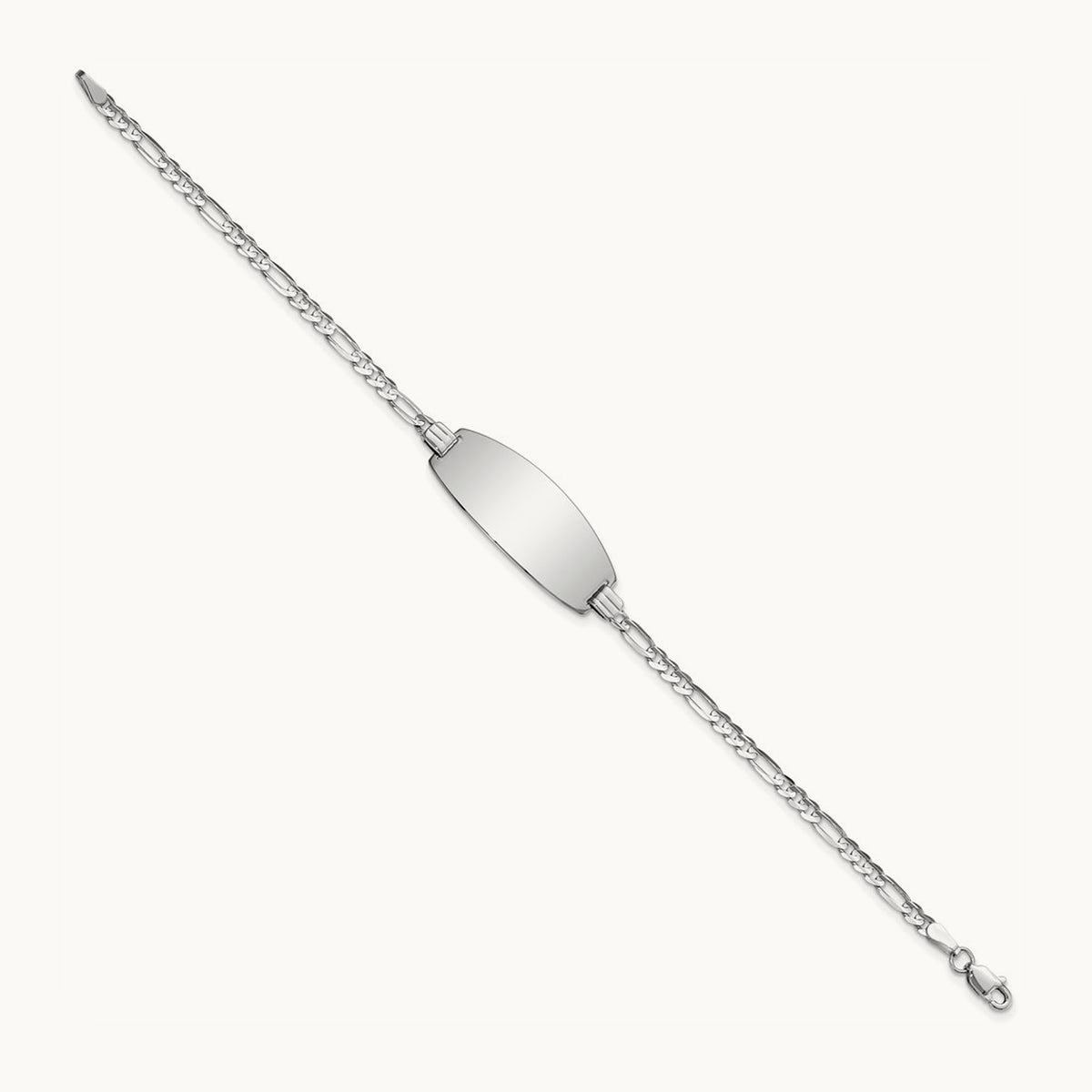 Oval Figaro ID Bracelet — 14K White Gold