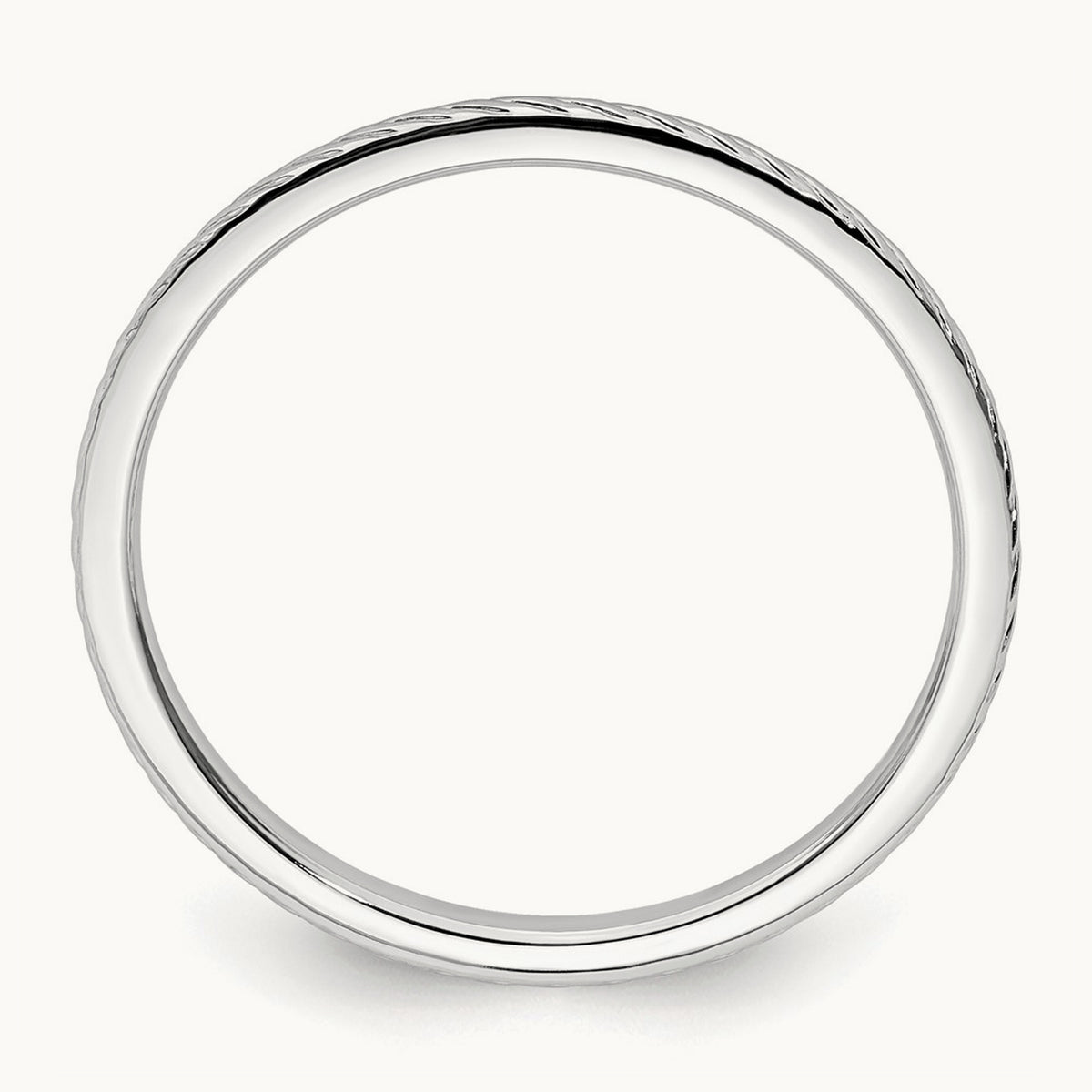 Twisted Wire Pattern Stackable Band — 14K White Gold