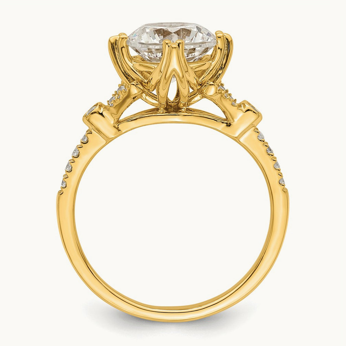 Gold Round Semi-Mount Engagement Ring — 2 ct, 7