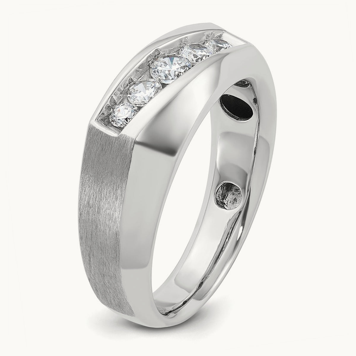 IBGoodman Men's Polished & Satin 5-Stone Diamond Ring, 14K White Gold