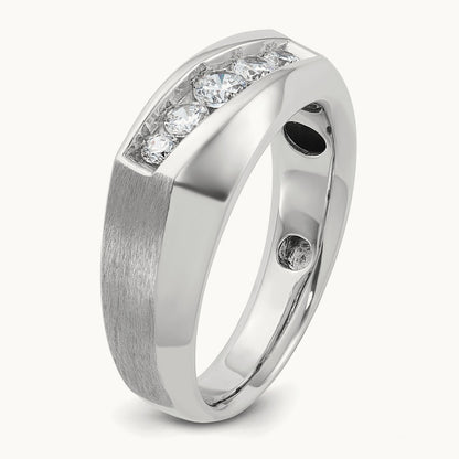 IBGoodman Men's Polished & Satin 5-Stone Diamond Ring, 14K White Gold