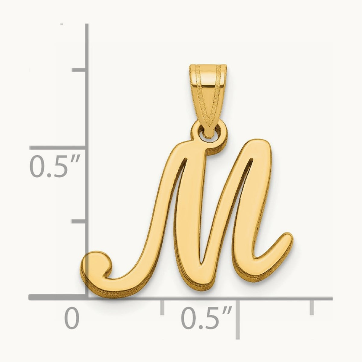 Script Letter M Initial Pendant, 14K Yellow Gold