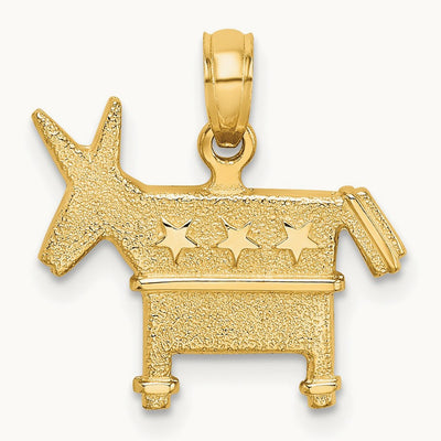 3-D Textured Democratic Donkey Charm, 14K