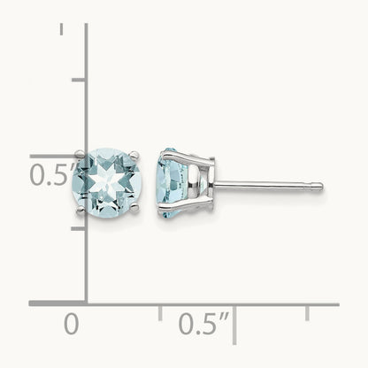 Aquamarine Earrings, 14K White Gold