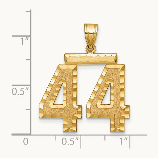 Large Brushed Diamond-cut Number 44 Charm, 14K