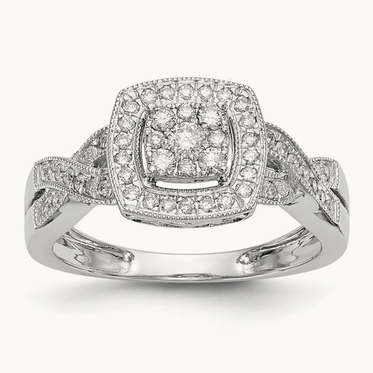 Complete Diamond Cluster Engagement Ring — photo set