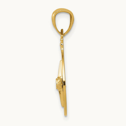 Diamond-cut Polished Compass Pendant — 22mm