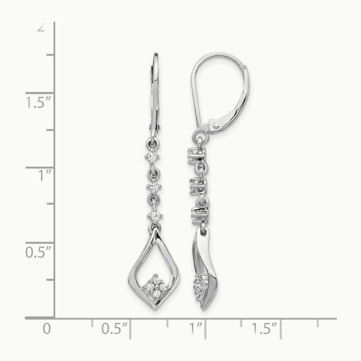 Dangle Leverback Earrings, 0.20 ct tw Lab-Grown Diamond — 14K White Gold