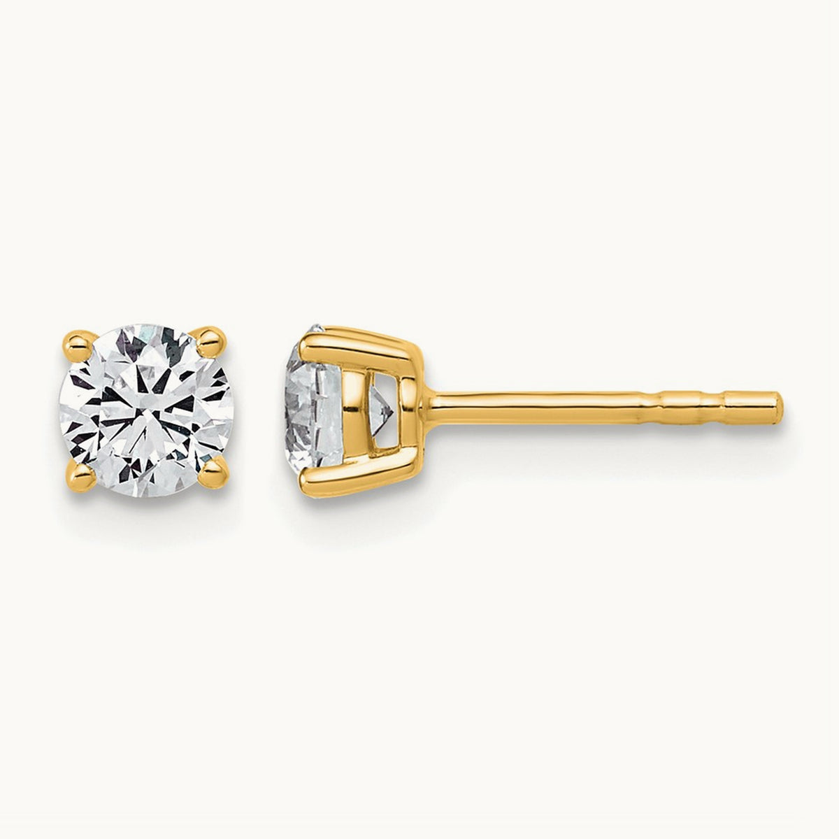 Round Lightweight Earrings, 0.25-6.00 ct tw Lab-Grown Diamond — 5/8 ct, 10K Yellow Gold