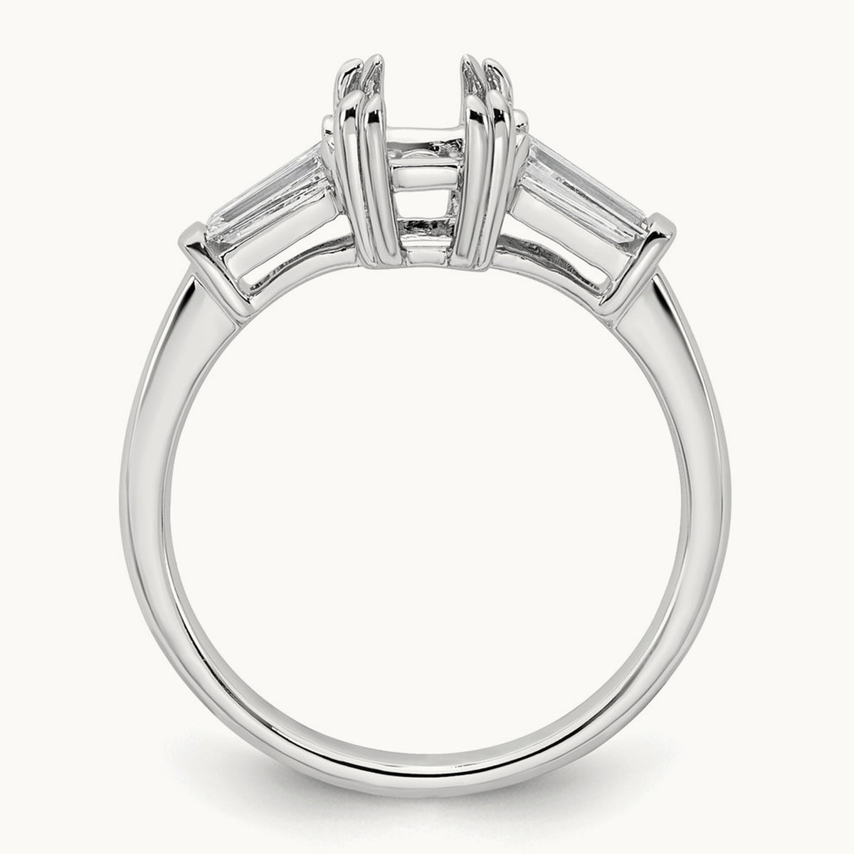 Emerald Center Semi-Mount Engagement Ring — 14K White Gold, 1/2 ct, 7
