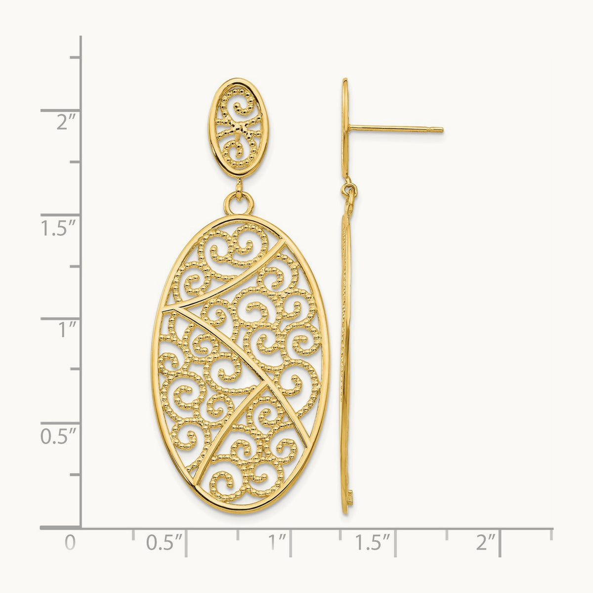 Oval Dangle Earrings, 14K