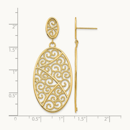 Oval Dangle Earrings, 14K
