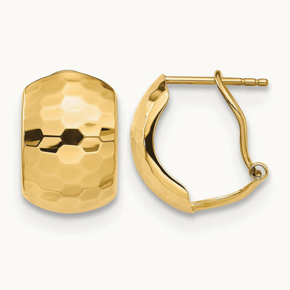 Polished Hammered Omega Back Earrings, 14K — Leslie's