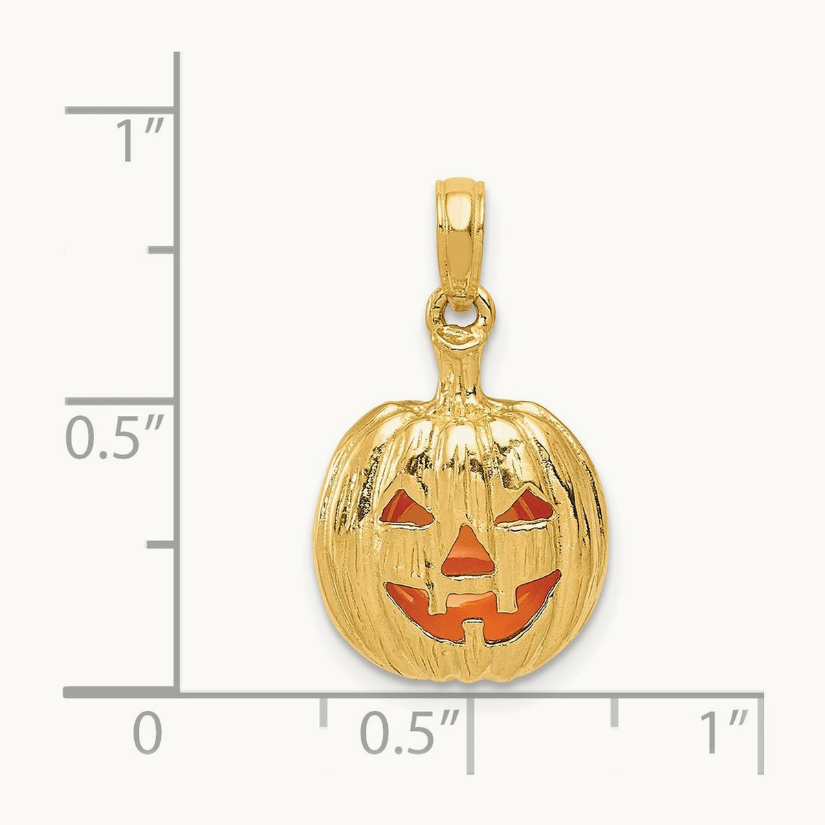 Enameled Inside 3-D Cut-Out Pumpkin Pendant, 14K