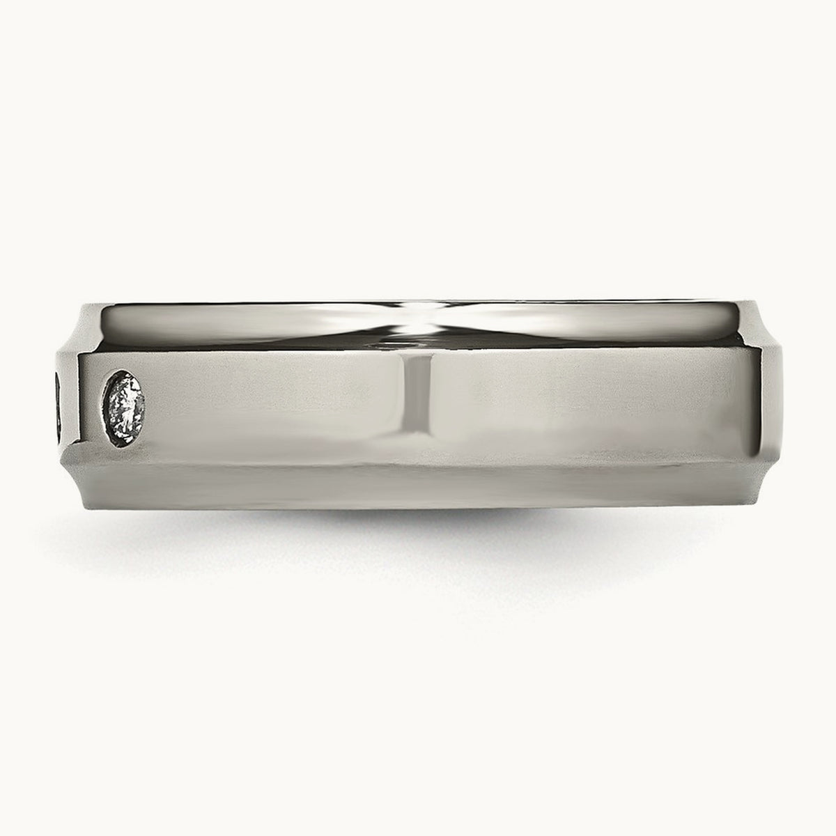Polished 1/5ct. tw. Diamond Ridged Edge Band, 7mm, Titanium
