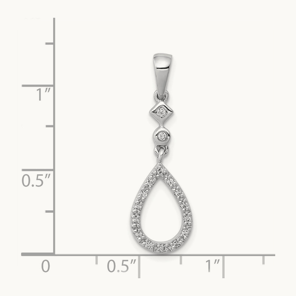 1/8ct. Vintage Teardrop Diamond Pendant, 14K White Gold