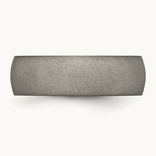 Stone Finish Half Round Band, 7mm, Titanium