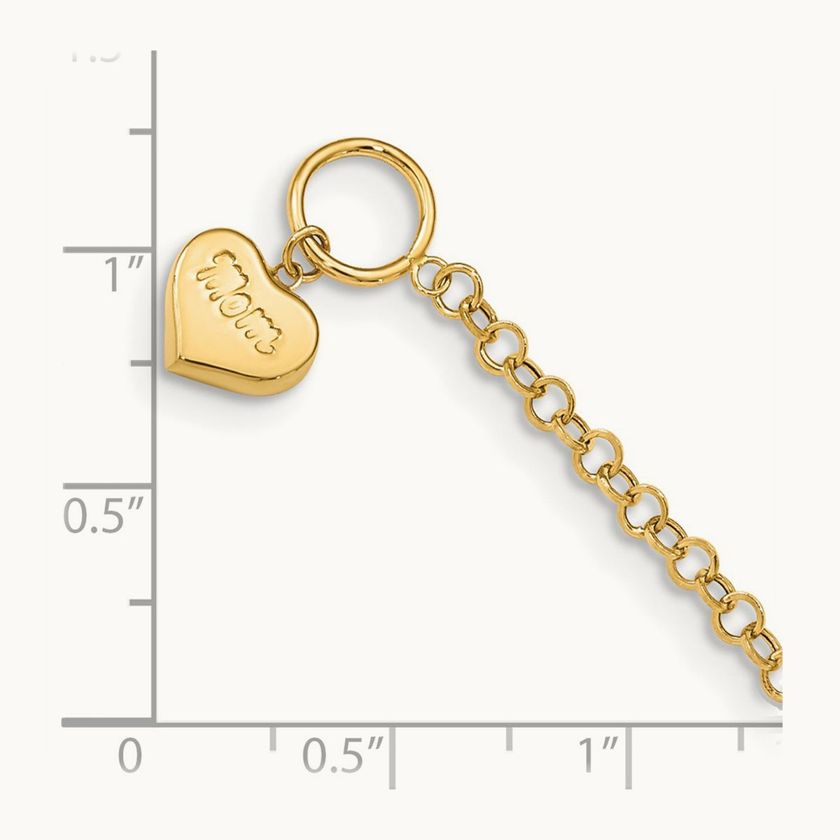 Puffed Mom Heart Toggle Bracelet, 14K