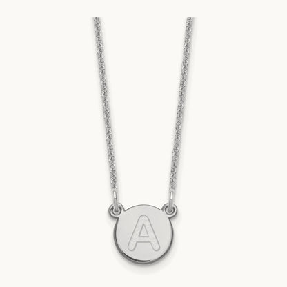 Tiny Circle Block Initial Necklace