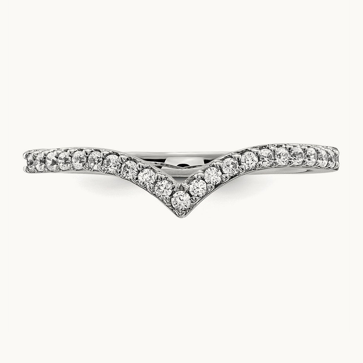 Diamond V Ring — 14K White Gold