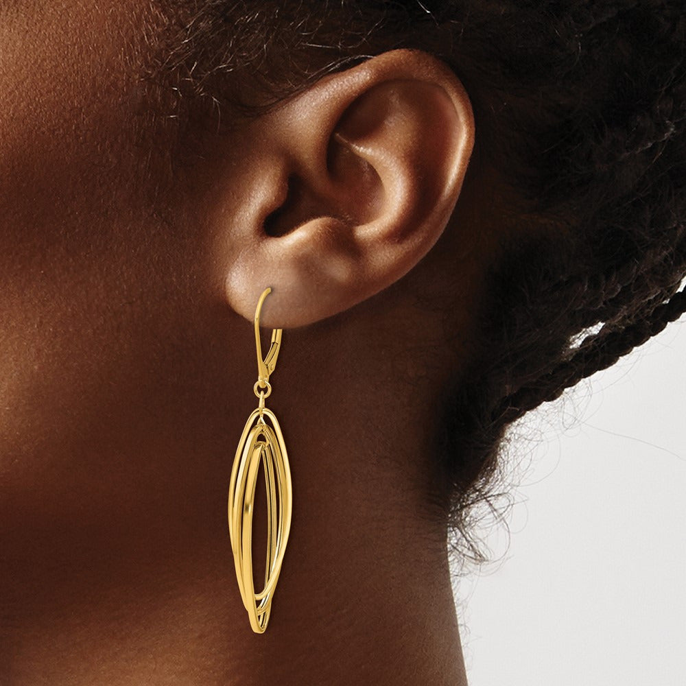 Polished Oval Twisted Dangle Leverback Earrings — photo set