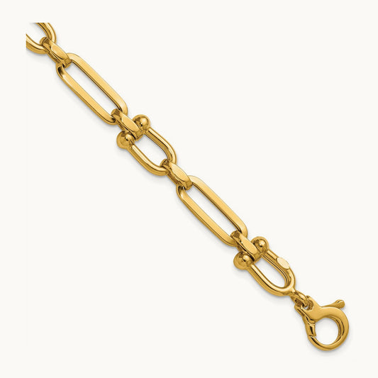 Polished Link 7.75in Bracelet, 14K