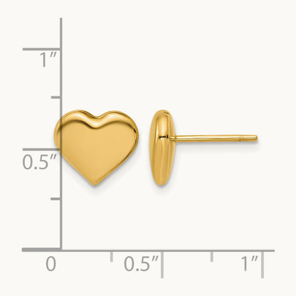 Polished Heart Post Earrings, 14K — Leslie's