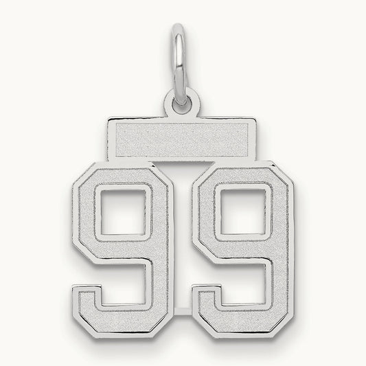 Small Satin Number 99 Charm — 14K White Gold