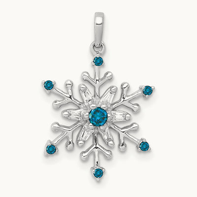 Blue and White Diamond Snowflake Pendant — 17.6mm
