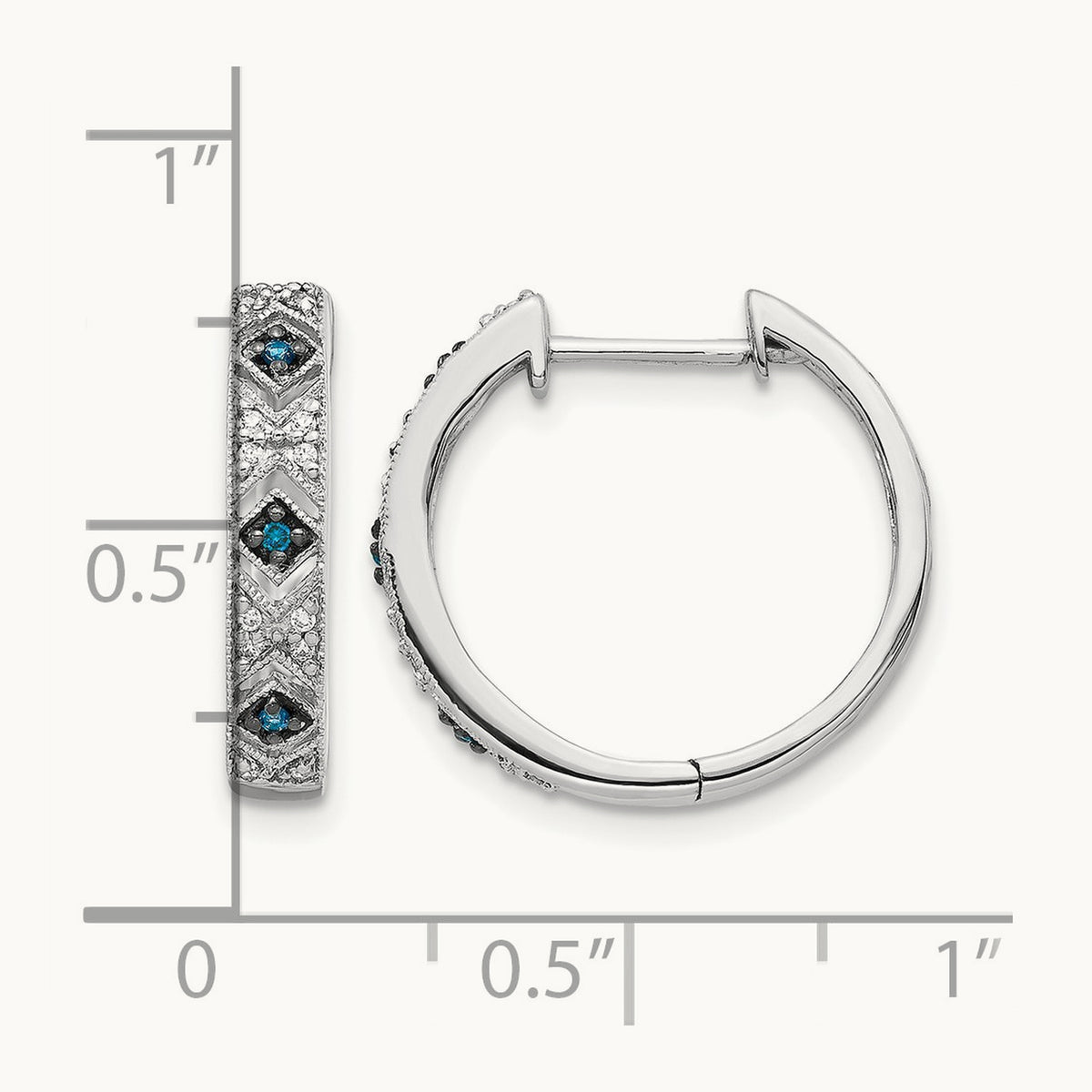 Blue/ Diamond Hinged Hoop Earrings — photo set