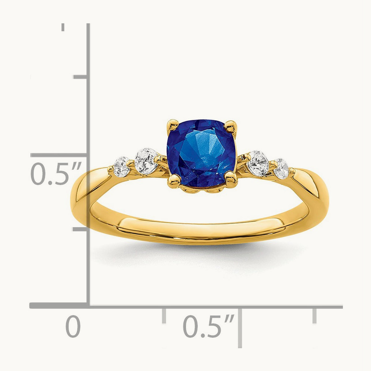 Polished Sapphire and Diamond Ring
