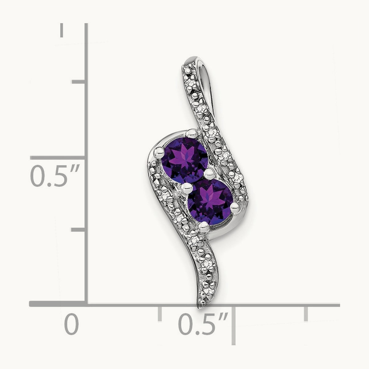 Amethyst and Diamond Chain Slide, 14K White Gold