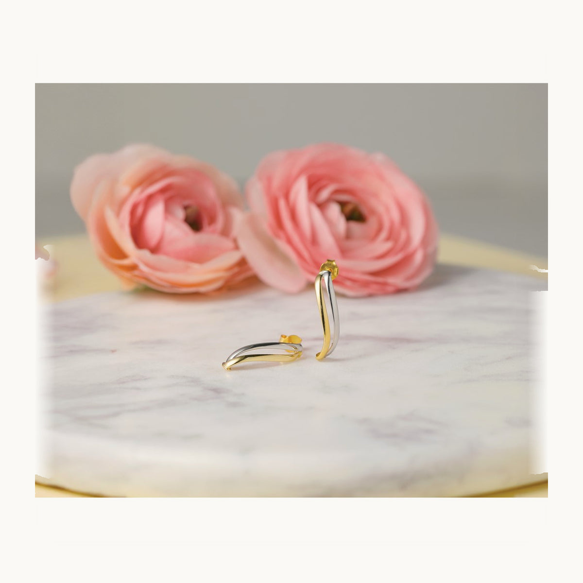 w/ Polished Curve Post Earrings — Leslie's — 10K Two-Tone Gold