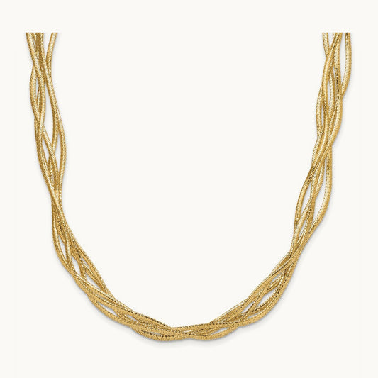 Mesh Diamond-cut 4-strand Wave Necklace, 14K — Leslie's