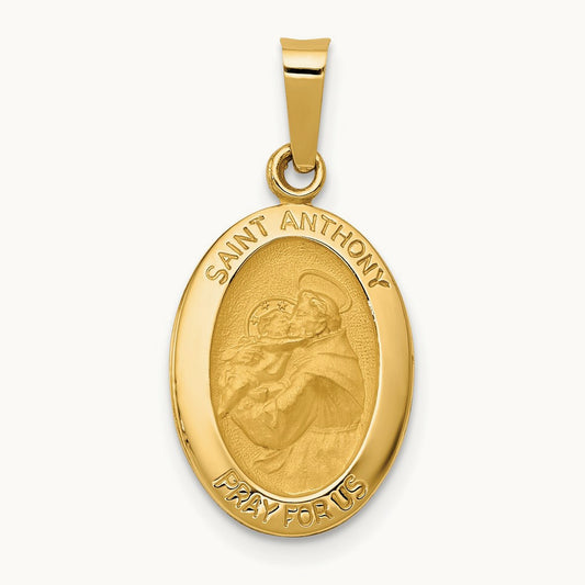 Polished and Satin St. Anthony Medal Hollow Pendant — 23.3mm