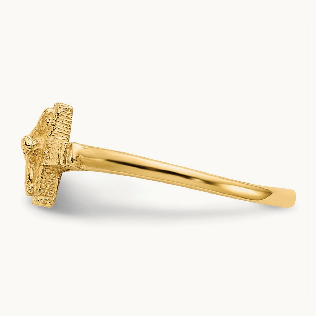 Satin Finish Childs Crucifix Ring, 14K