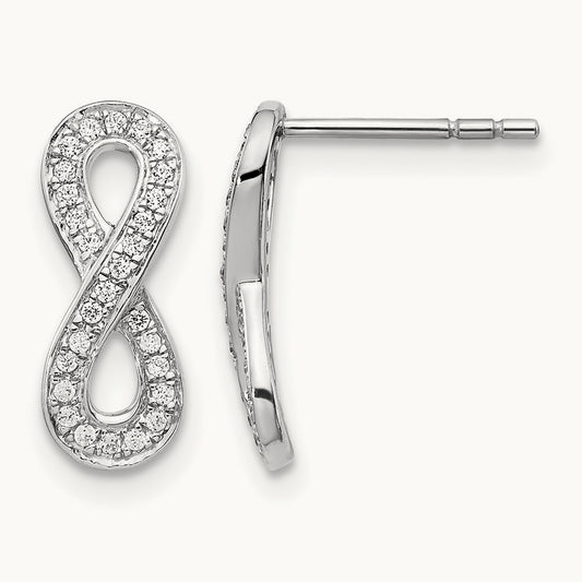 Diamond Infinity Earrings, 14K White Gold
