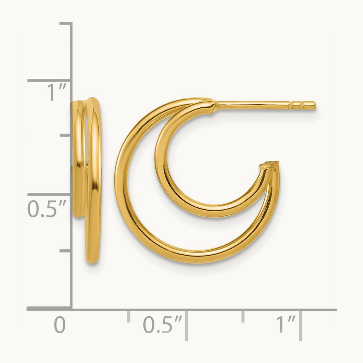w/ Polished 2-Row J-Hoop Post Earrings — Leslie's — 14K Yellow Gold, 17mm