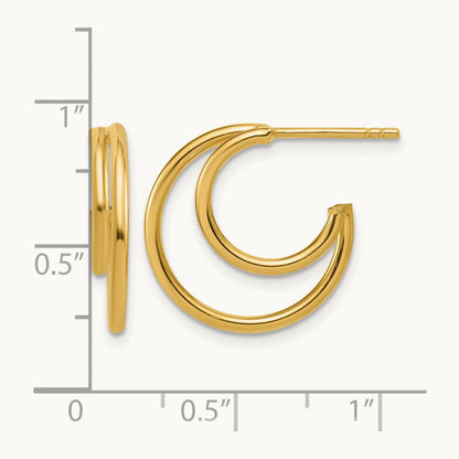 w/ Polished 2-Row J-Hoop Post Earrings — Leslie's — 14K Yellow Gold, 17mm