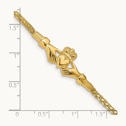 Polished Claddagh Bracelet, 14K