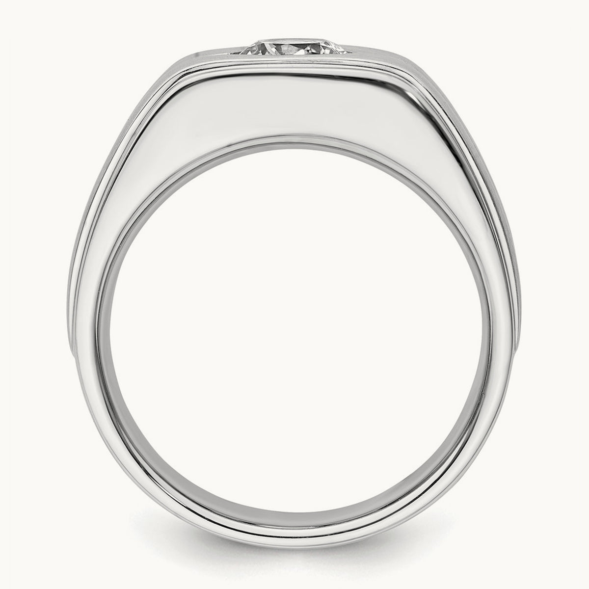 With Blk RH Men's Ring, 1.00 ct tw Lab-Grown Diamond