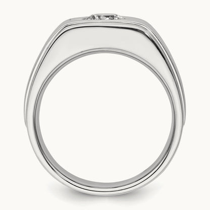 With Blk RH Men's Ring, 1.00 ct tw Lab-Grown Diamond