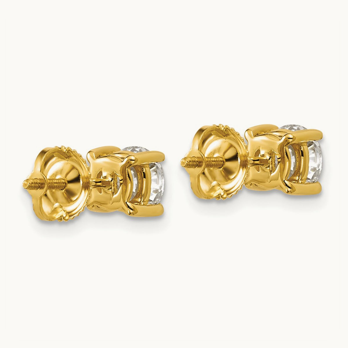Round Heavyweight Stud Earrings, 0.10-7.00 ct tw Lab-Grown Diamond — 1 1/2 ct, VS (Best), screwback, 18K Yellow Gold