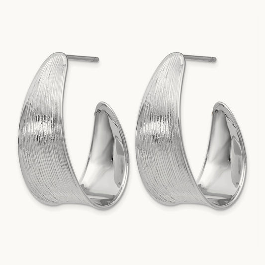RH-plated Polished and Textured Earrings, Sterling Silver — Leslie's