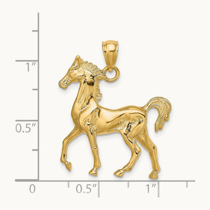 3-D Polished Horse Charm, 14K