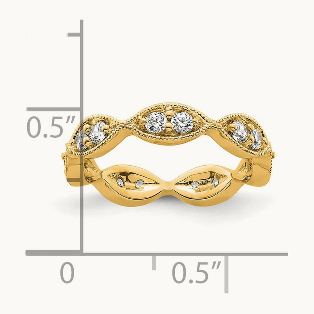 Polished Vintage Pave Diamond Eternity Band, 14K Gold — 14K Yellow Gold