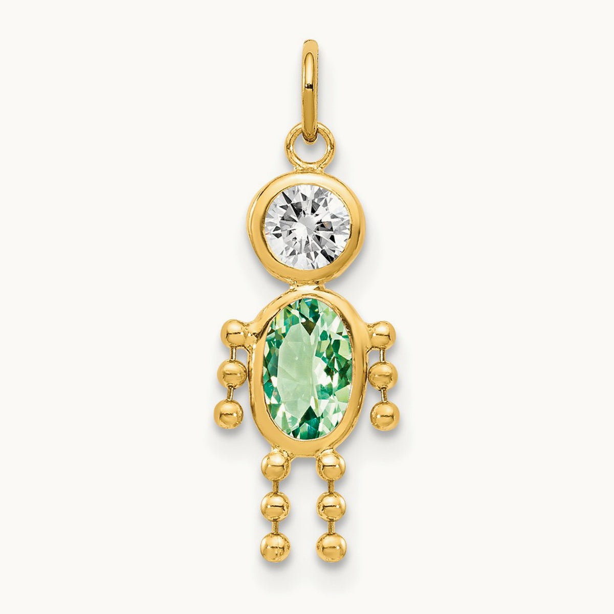 August Boy Birthstone Charm, 14K