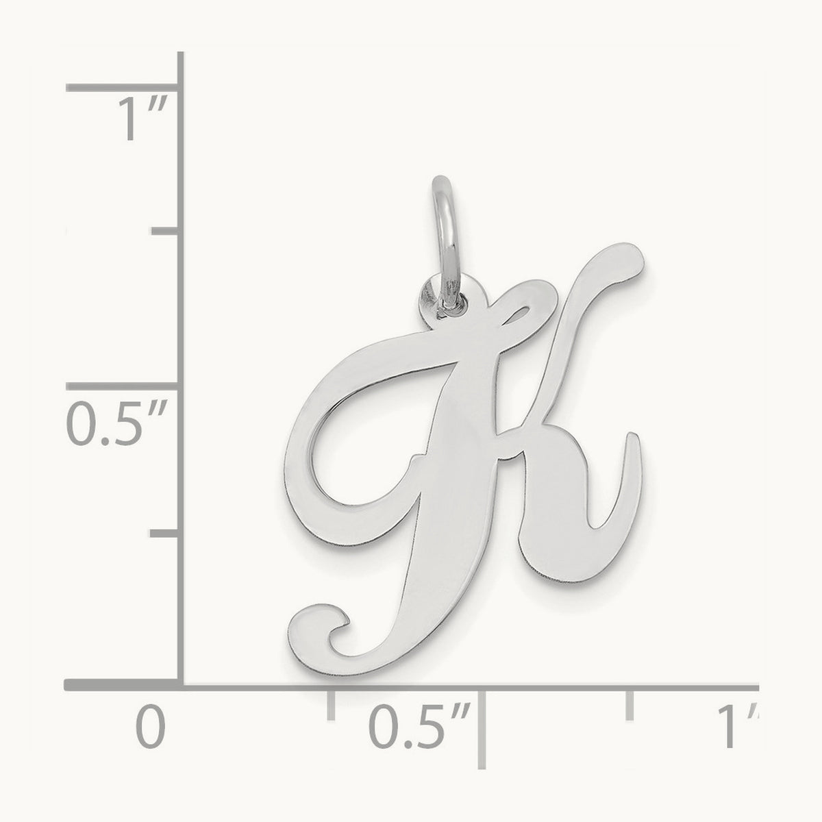 Medium Fancy Script Initial Charm — 14K White Gold, K